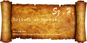 Szilvási Henrik névjegykártya